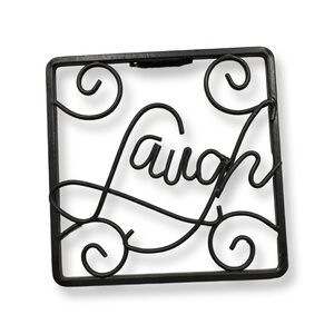 Black Metal 'Laugh' Wall Decor 6” by 6” Laugh